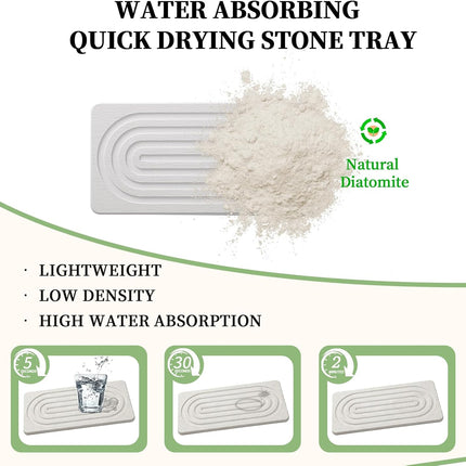 Quick dry absorbent trays with a lightweight and low density design for high water absorption and fast drying.