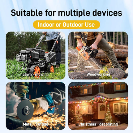 12FT 12 Gauge Heavy Duty Outdoor Extension Cord Waterproof with 3 Outlets Splitter & Lighted End, SJTW 15A 1875W 3 Prong Weatherproof Electric Cable Multi-Plug 3 Way Power Cord, ETL Listed for Outside