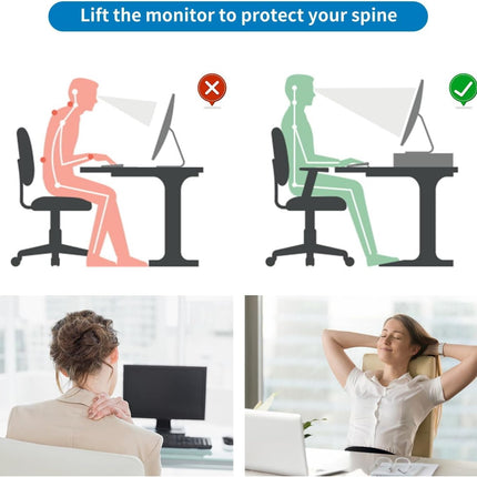 Desk Organizers and Accessories, 2-Tier Metal Monitor Stand Riser, Desk Organizer for Monitor, Office Desk Storage Organizer for Office Supplies (Black)